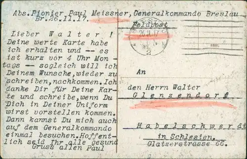 Postcard Breslau Wrocław Kaiser Wilhelm Denkmal 1917