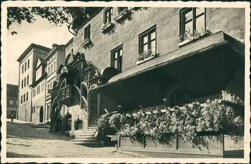 Ansichtskarte Pößneck Rathaus, Treppe - Ratskeller 1938