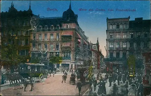 Ansichtskarte Mitte-Berlin Unter den Linden - Stadtverkehr 1918