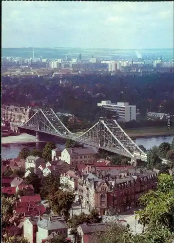 Dresden Panorama-Ansicht, Blaue Wunder / Loschwitzer Brücke 1983