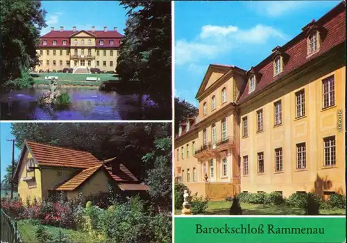 Rammenau-Bischofswerda Blick auf das Barockschloss mit Teichanlage und Gartenhaus 1980