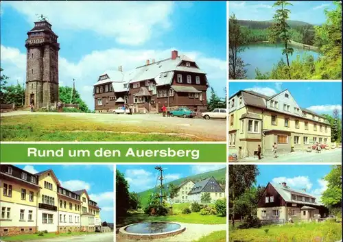 Auersberg (Erzgebirge) Aussichtsturm und Berghotel, Johanngeorgenstadt: OT Steinbach - Ferienheim, Gasthaus, Wildenthal: Hotel 1979