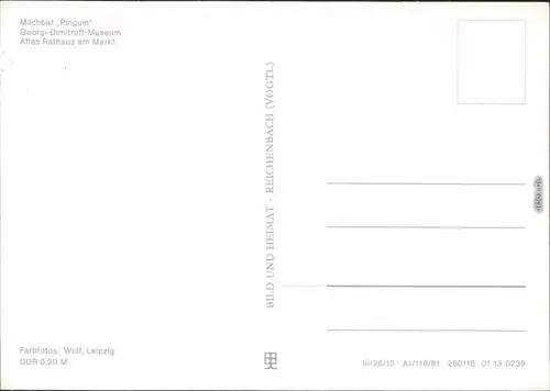 Zentrum-Leipzig Milchbar "Pinguin", Georgi-Dimitroff-Museum, Altes Rathaus am Markt 1986