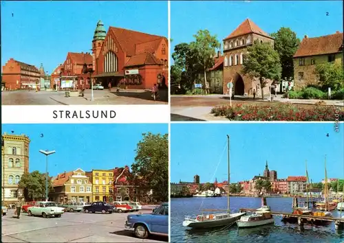 Stralsund Bahnhof, Kniepertor, Leninplatz, Blick auf den Hafen 1975