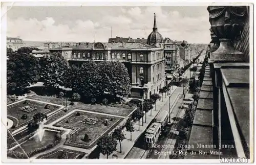 Postcard Belgrad Beograd (Београд) Rue du Roi Milan 1937