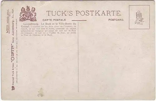 Postcard Luxemburg Bockfelsen mit Unterstadt Grund 1909