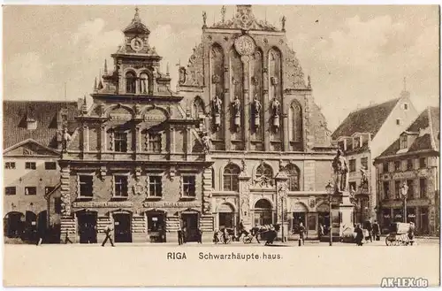 Postcard Riga Rīga Ри́га Schwarzhäupterhaus 1918