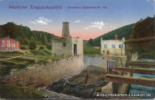 CPA Petitmont-Val-et-Châtillon Zerstörtes Sägewerk 1916