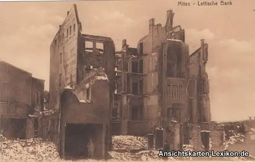 Mitau Jelgava Елгава zerstörte Lettische Bank (Ansicht Erster Weltkrieg) 1918 