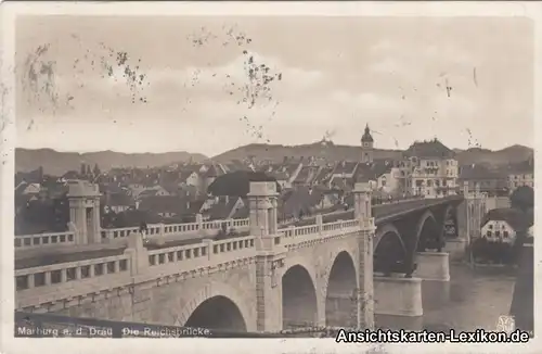 Postcard Marburg an der Drau Maribor Totale mit Reichsbrücke 1913 