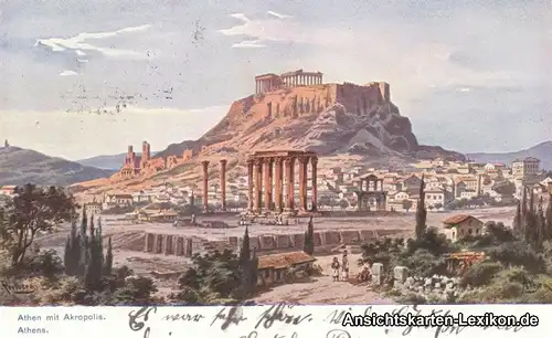 Ansichtskarte Athen Αθήνα Akropolis (Künstler AK) 1912 