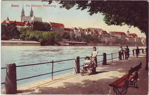 Ansichtskarte Basel Am Oberen-Rheinweg 