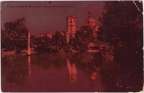 Ansichtskarte Mannheim Friedrichpark - Bengalische Beleuchtung 1913
