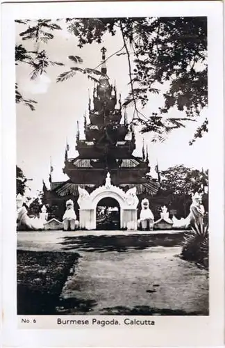 Postcard Kalkutta Kolkata Burmanese Pagoda 