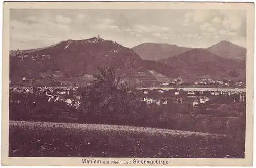 Ansichtskarte Mehlem-Bonn Mehlem am Rhein und Siebengebirge 1916