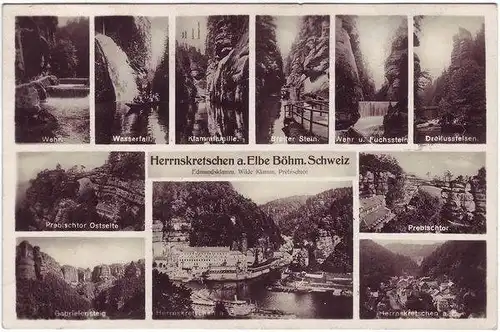 Postcard Herrnskretschen Hřensko Böhmische Schweiz (11 Bild) 1935