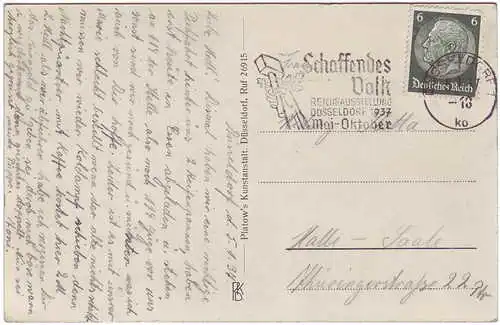 Ansichtskarte Düsseldorf Rheinansicht 1937