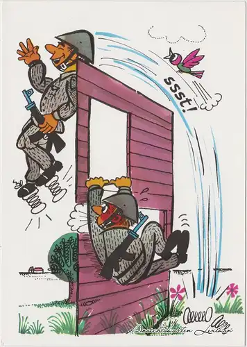 Ansichtskarte Deutschland Karikatur: DDR Soldatentraining 1976