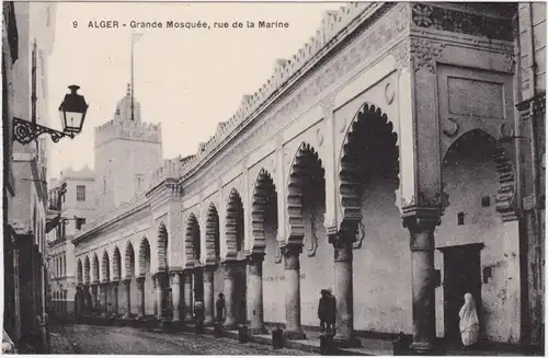 Algier دزاير Grand Mosquee, Rue de la Martin/Straßenpartie an der Großen Moschee 1922 