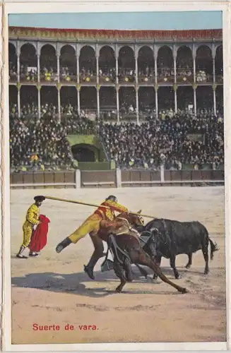 Ansichtskarte  Suerte de vara/Stierkampf 1928 