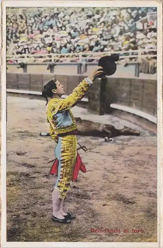 Ansichtskarte  Brindando al topo/Stierkampf 1928