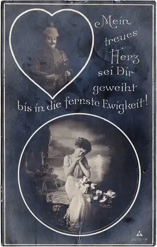Ansichtskarte  Soldatenleben: Heimweh zur Liebsten 1915