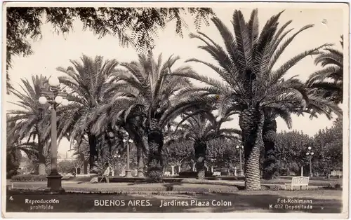 Postcard Necochea Jardins Plaza Colon 1930 