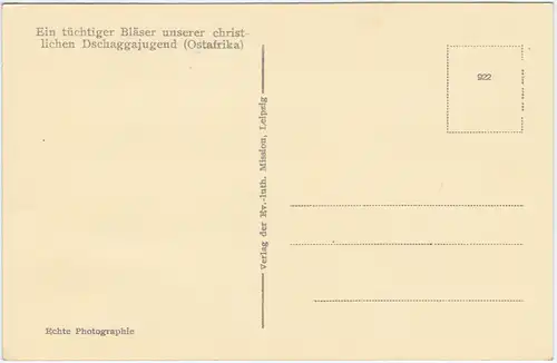 Ansichtskarte  Eintüchtiger Bläser unserer christlichen Dschaggajugend 1930 