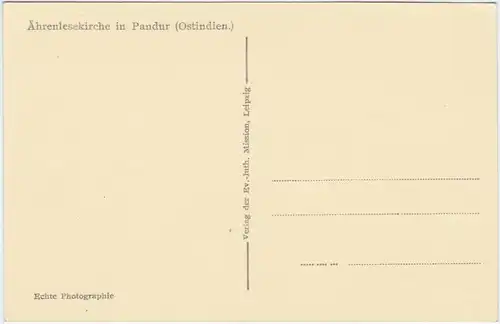 Postcard Pandur Ährenlesekirche in Pandur (Ostindien) 1940