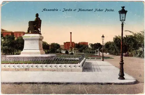 Alexandrien الإسكندرية‎, al-Iskandariyya Jardin et Monument Nubar Pacha 1914 