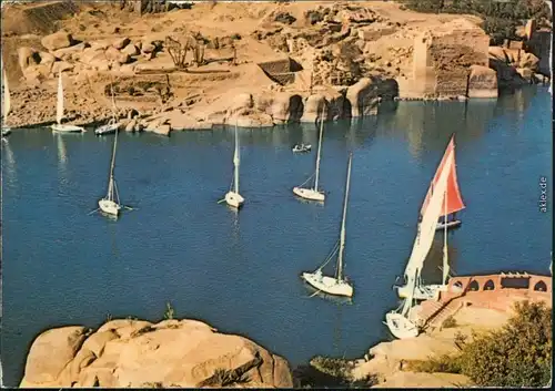 Postcard Assuan Eswan أسوان Segelboote im Nil 1988
