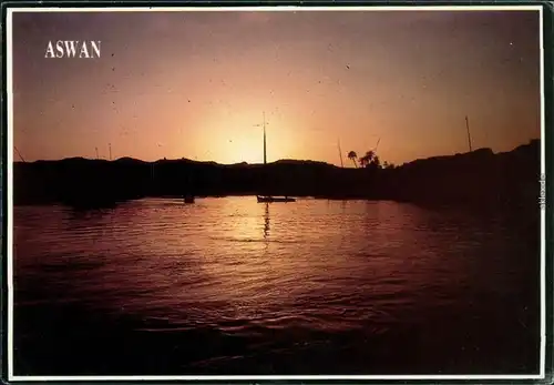 Postcard Assuan Eswan أسوان Nil in der Dämmerung 1994