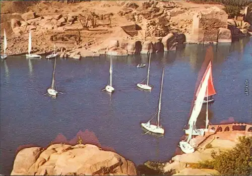 Postcard Assuan Eswan أسوان Segelboote auf dem Nil 1988