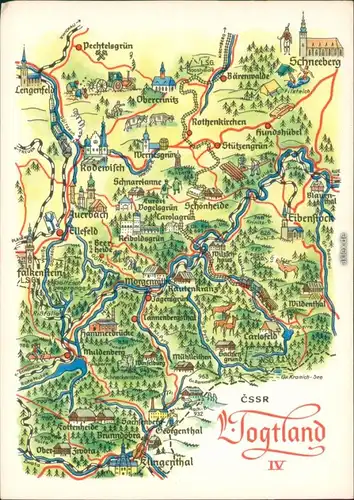 Landkarten-Ansichtskarten Vogtland IV A. Hoppe g1972