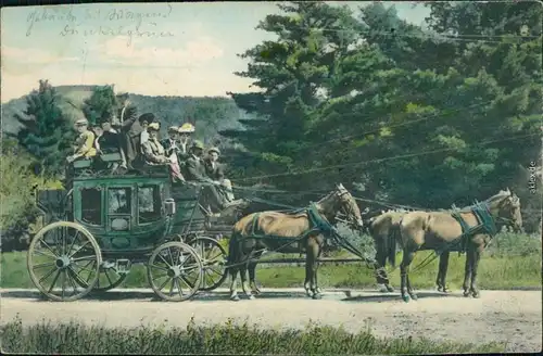 Ansichtskarte  Kutsche voll besetzt - Coloriert 1913
