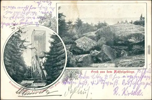 Ansichtskarte Bischofsgrüner Forst Bild Aussichtsturm Ochsenkopf 1903