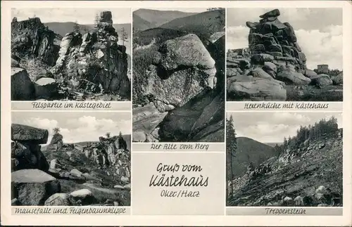 Deutschland Felspartie im Kästegebiet, Hexenküche mit Kästehaus, Treppenstein, der Alte vom Berg 1954