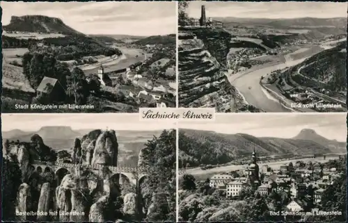 .Sachsen Sächsische Schweiz - Königstein mit Lilienstein, Elbtal, Basteibrücke, Bad Schandau 1960