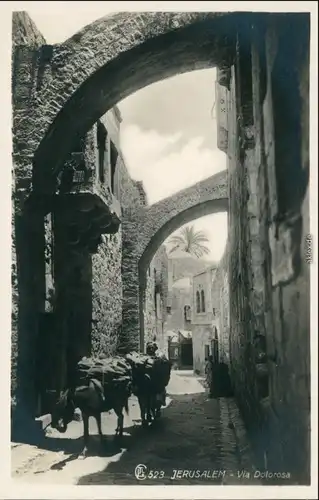 Postcard Jerusalem Jeruschalajim (רושלים) Via Dolorosa - Esel 1929 