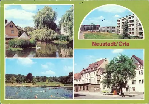 Neustadt (Orla) Gamsenteich, Neubaugebiet, Schwimmbad, Markt g1984