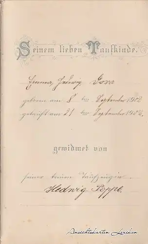 Ansichtskarte  Zur Erinnerung an die heilige Taufe 1902 Prägekarte