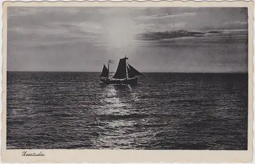 Ansichtskarte  Zeestudie, Segelboot 1930