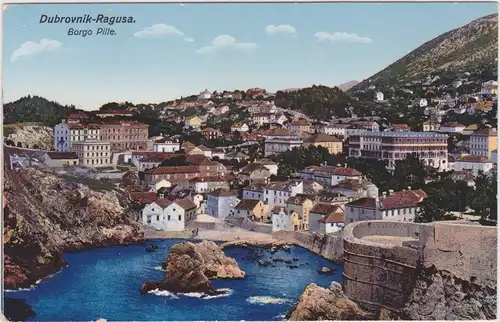 Postcard Ragusa Dubrovnik Borgo Pille 1912 