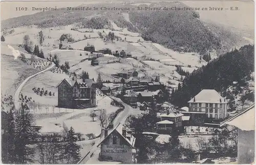 Saint-Pierre-de-Chartreuse Straßenpartie, Hotels im Winter 1950 