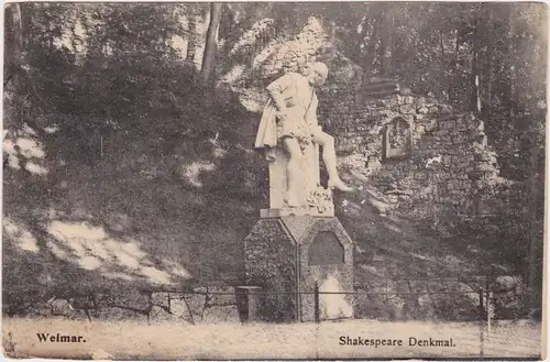 Ansichtskarte Weimar Shakepear Denkmal im Park an der Ilm 1909