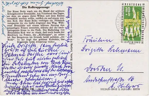 Ansichtskarte Thale (Harz) Roßtrappensage: Roßtrappensprung 1961