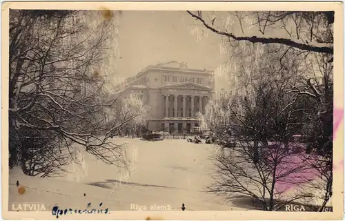 Postcard Riga Rīga Ри́га Park im Winter 1937 