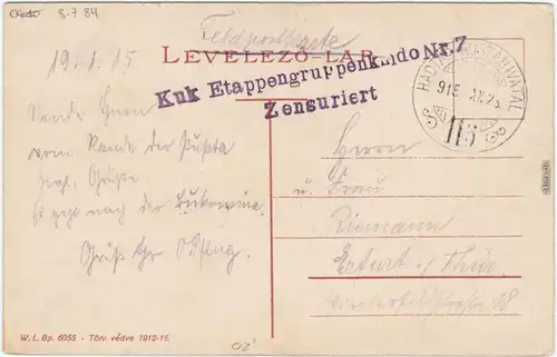 Bergsaß Beregowo (Берегове/Берегово) Arpad-Ucta 1915 