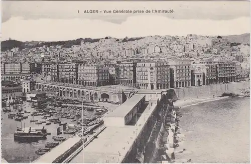 Postcard Algier دزاير Vue generale /Blick auf Stadt und Hafen 1922 