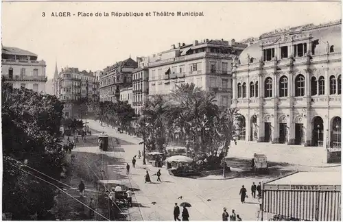 Postcard Algier دزاير Place de Republique/Platz der Republik 1922